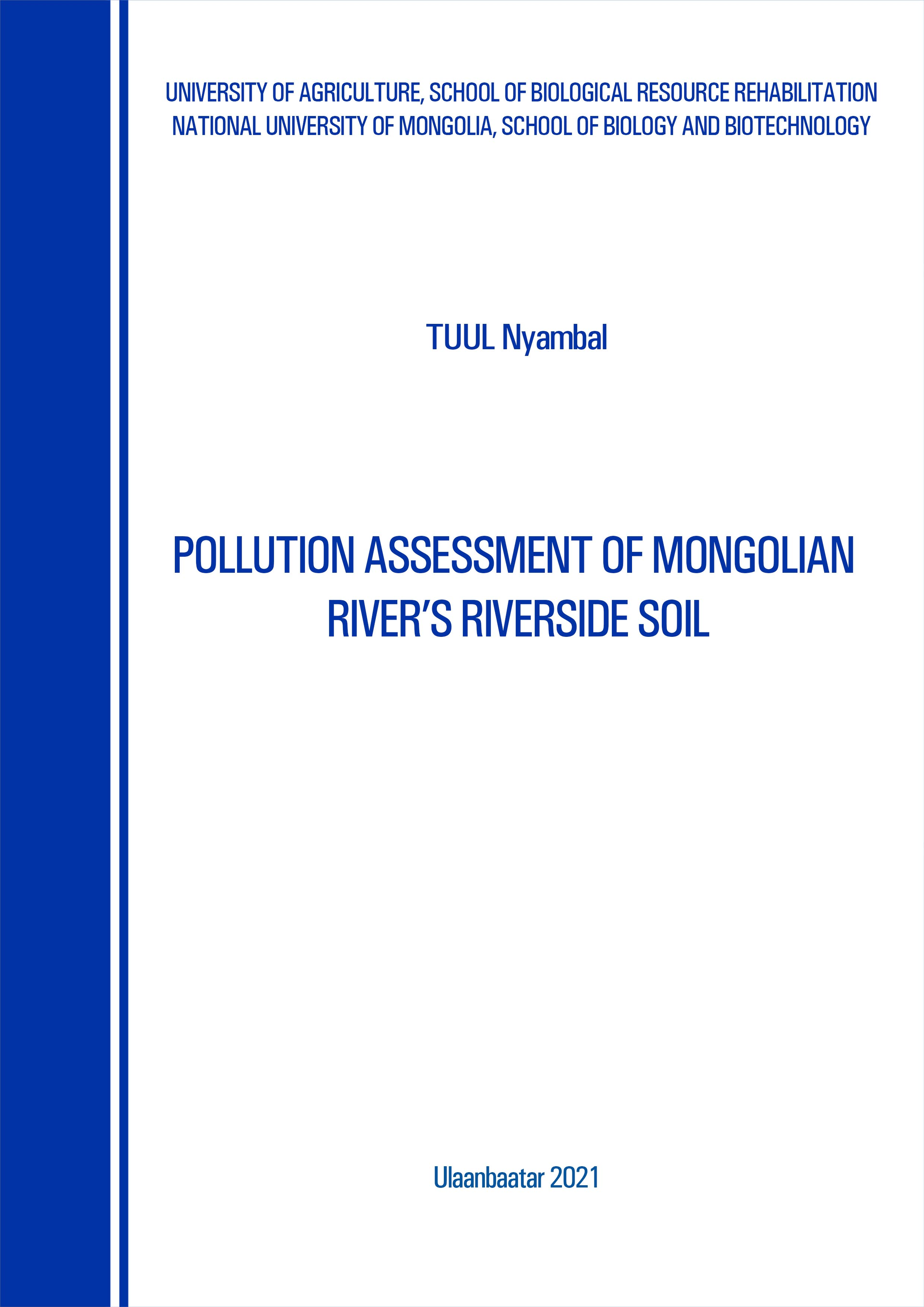 Pollution assessment of Mongolian river's riverside soil