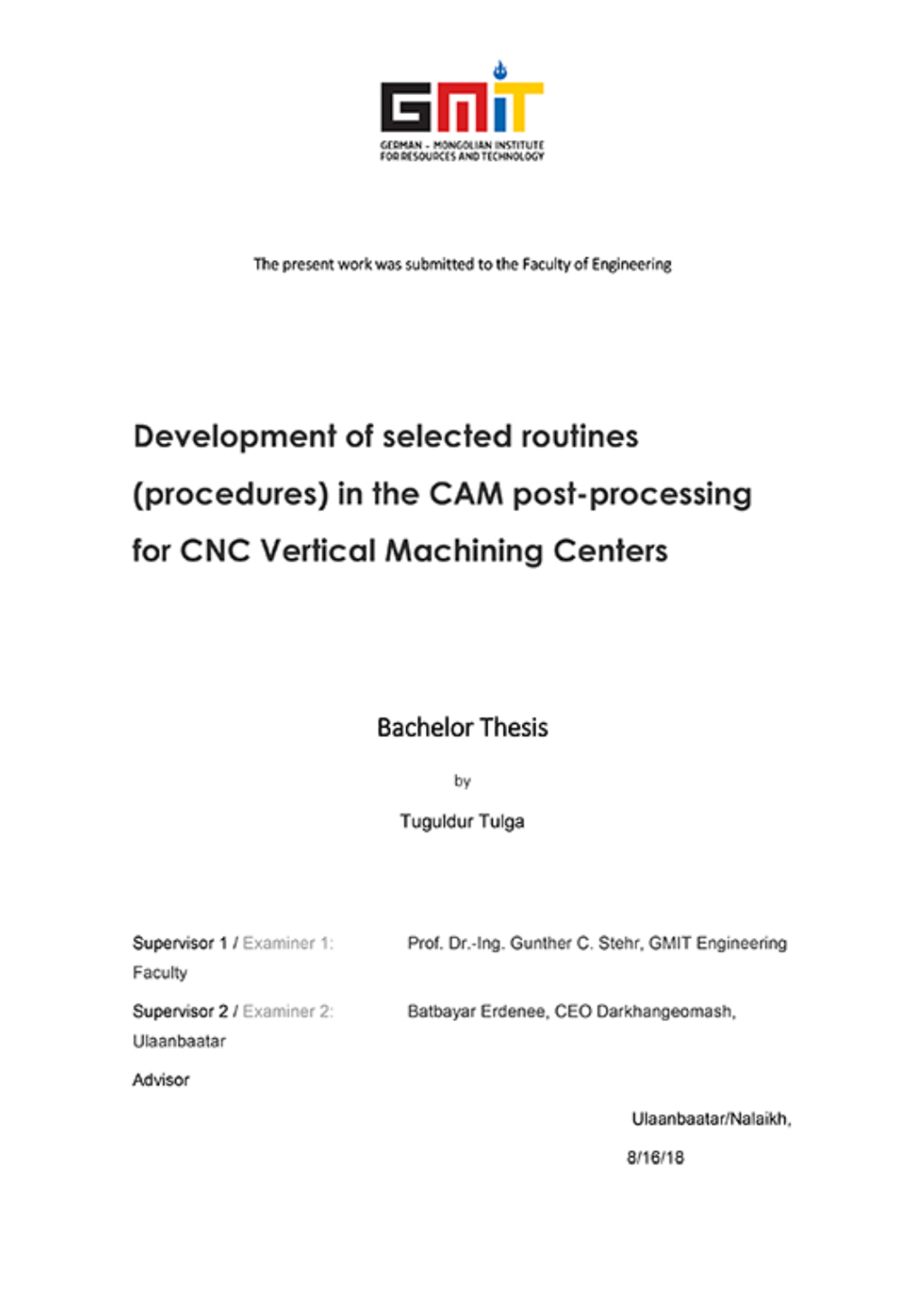 Development of selected routines (procedures) in the CAM post-processing for CNC Vertical Machining Centers