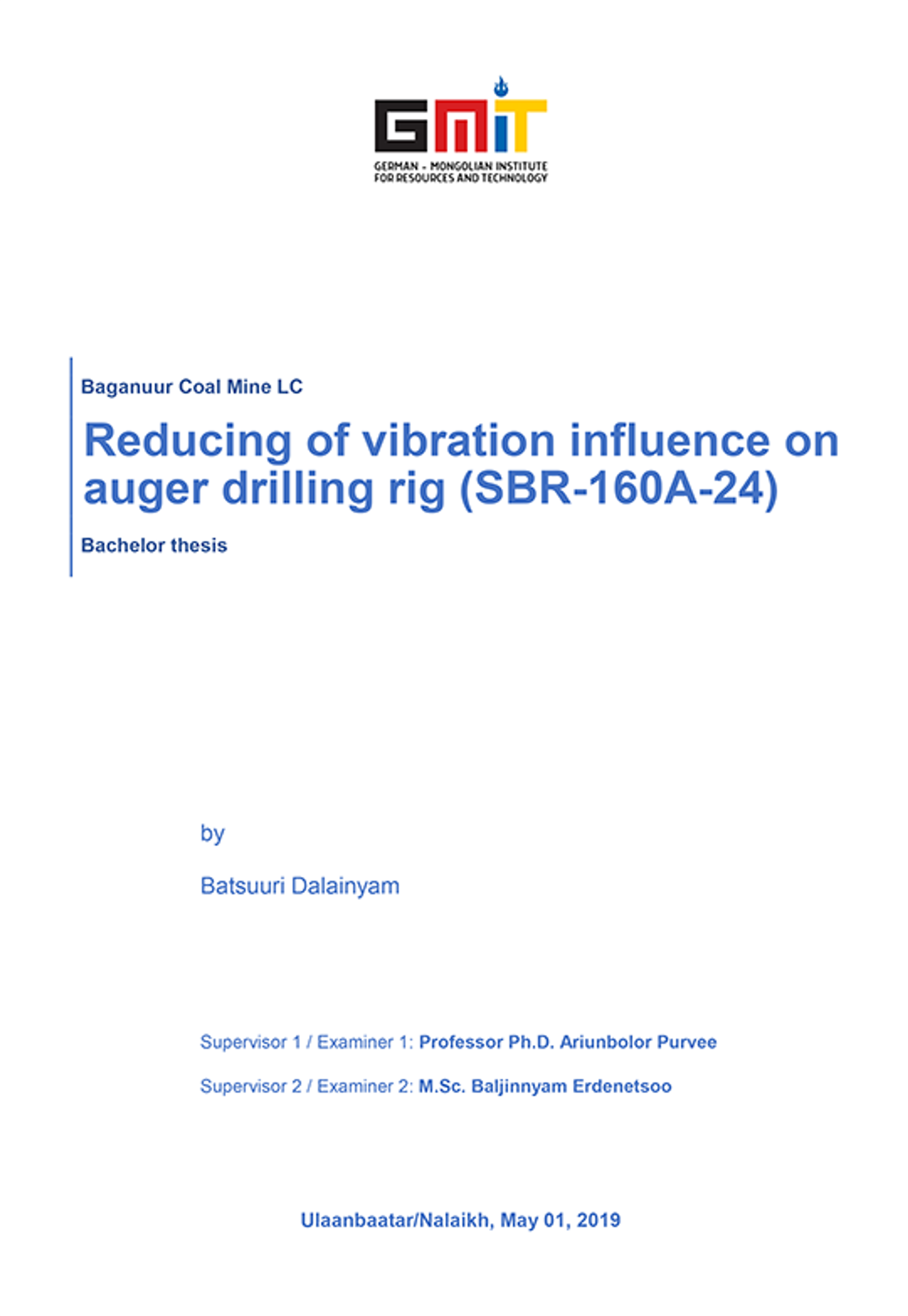 Reducing of vibration influence on auger drilling rig (SBR-160A-24)